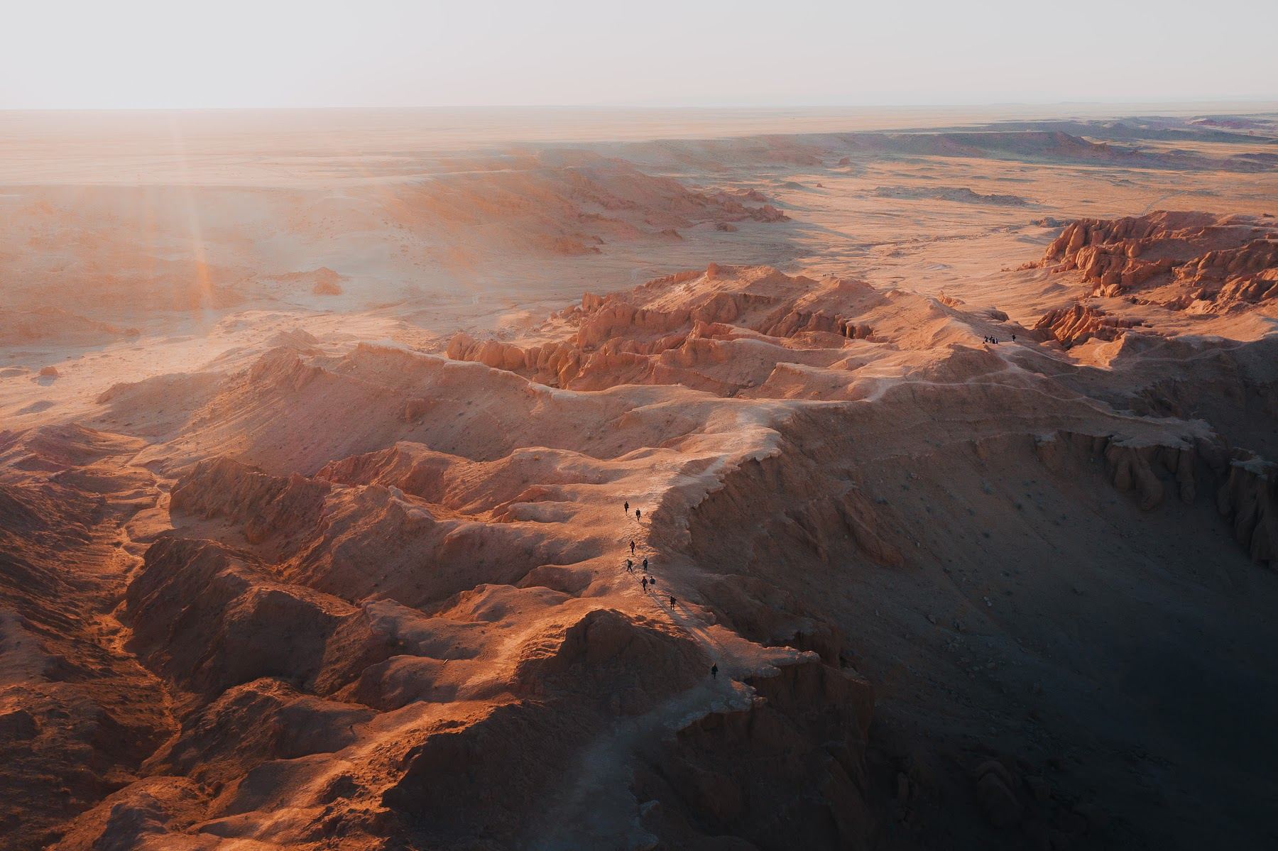 The Flaming Cliffs at Bayanzag from the air
